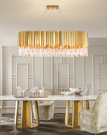 Golden Rectangular French Crystal Lamp